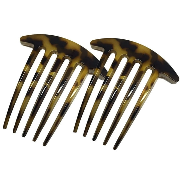 Parcelona French Medium Interlocking Light Tortoise Shell Side Hair Comb 2 pcs