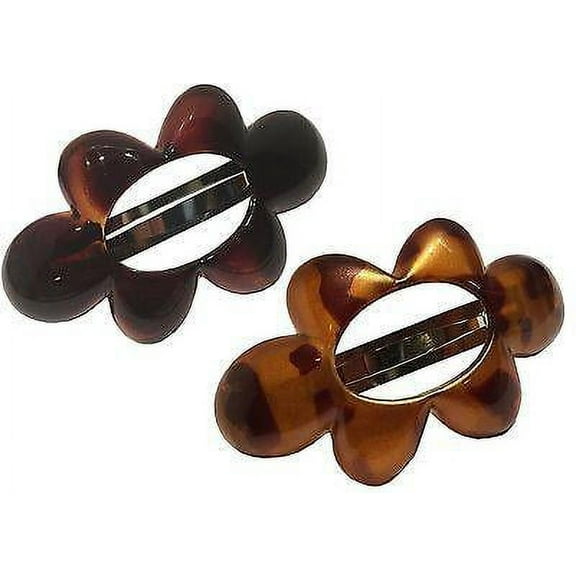 Parcelona French Medium Wild Flower Golden Touch Shell Hair Clip Barrette