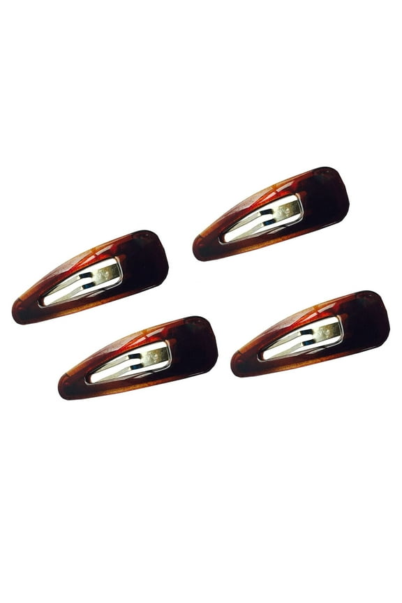 Parcelona French Mini Set of 4 Small 1.25" Celluloid Snap Hair Pins for Women