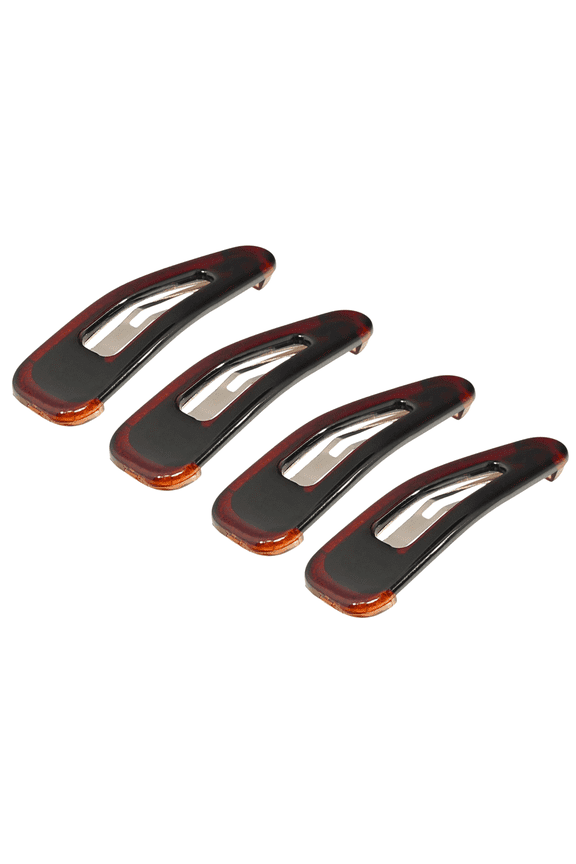 Parcelona French Mini Set of 4 Small 1.25" Celluloid Snap Hair Pins for Women