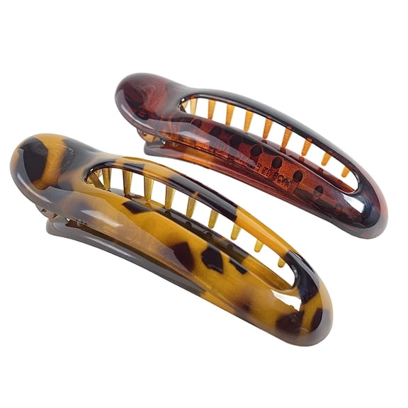 Parcelona French Oval Slider Small 3" Celluloid Side Hair Claw Clips(2 Pcs)