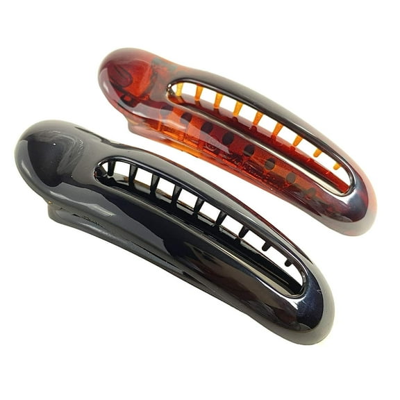 Parcelona French Oval Slider Small 3" Celluloid Side Hair Claw Clips(2 Pcs)