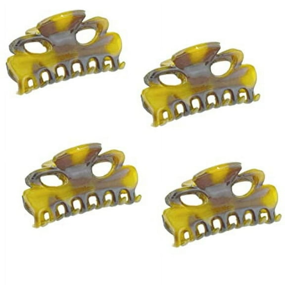 Parcelona French Petite Very Small Set of 4 Hair Claws For Women(Clear-Black)