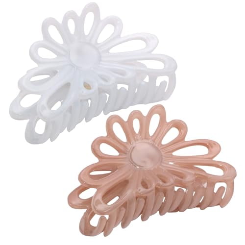 Parcelona French Plume Medium 3" Celluloid Hair Claw Clips for Women  2 Pcs