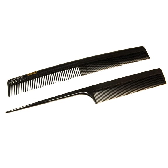 Parcelona French Pro Grooming Black Celluloid Salon Smoothing Tail Hair Combs