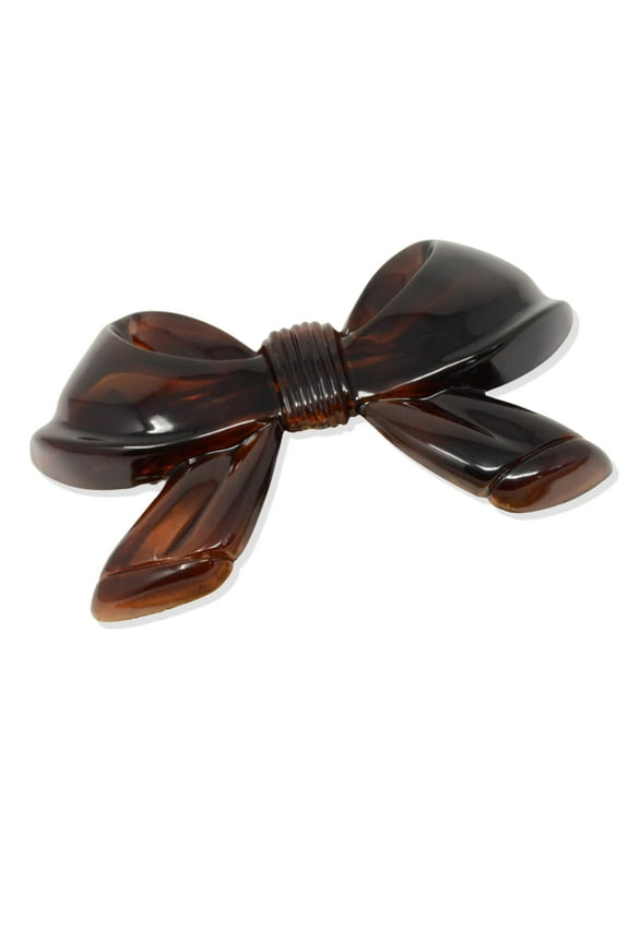 Parcelona French Ribbon Bow Shell Large Celluloid Hair Barrette for Women