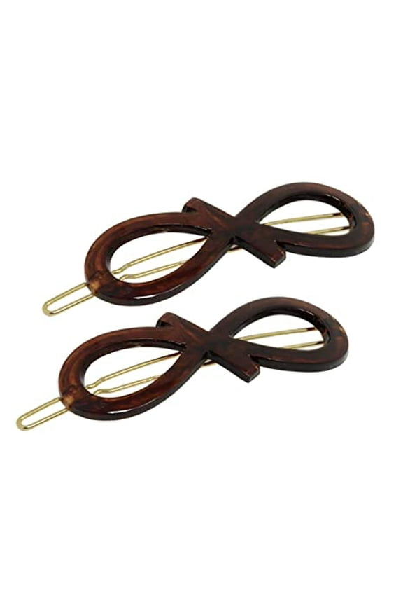 Parcelona French Ribbon Knot Infinity Small Celluloid Hair Barrettes for Women