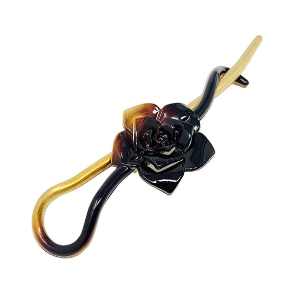 Parcelona French Rose Flower Twist N Clip Cellulose Hair Barrette for Women