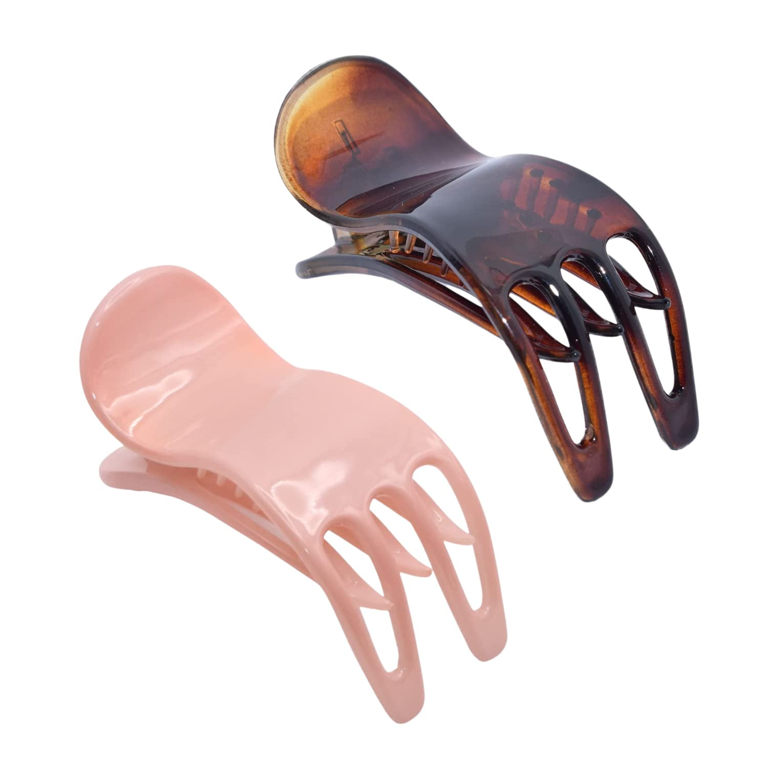 Parcelona French Simply Bear Paw Medium 3&rdquo; Celluloid Set of 2 Hair Claw Clips