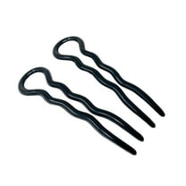 Parcelona French Sleek 3 1/2" Celluloid Wavy U Shaped Hair Pins for Women(2 Pcs)