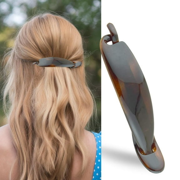 Parcelona French Sleek Celluloid Tortoise Shell Metal Free Hair Clip Barrette