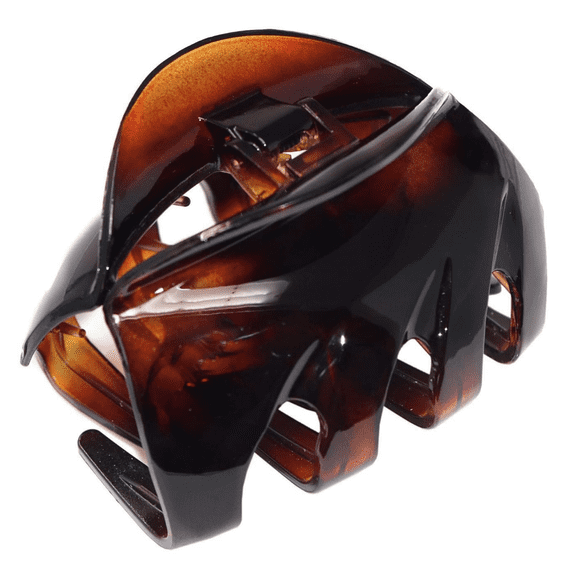 Parcelona French Streaks Wide Shell Flat Teeth Covered Spring Jaw Hair Claw Clip