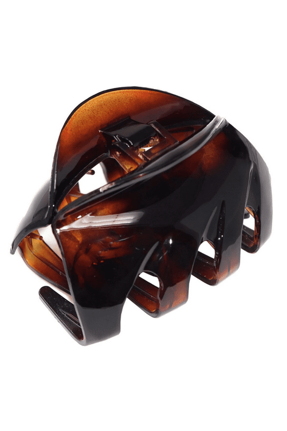 Parcelona French Streaks Wide Shell Flat Teeth Covered Spring Jaw Hair Claw Clip