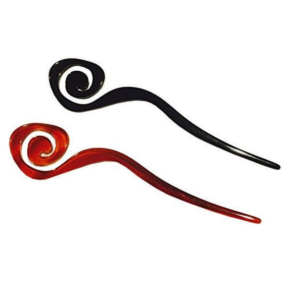 Parcelona French Swirl Cellulose Large Tortoise Shell N Black Bun Hair Pin Stick