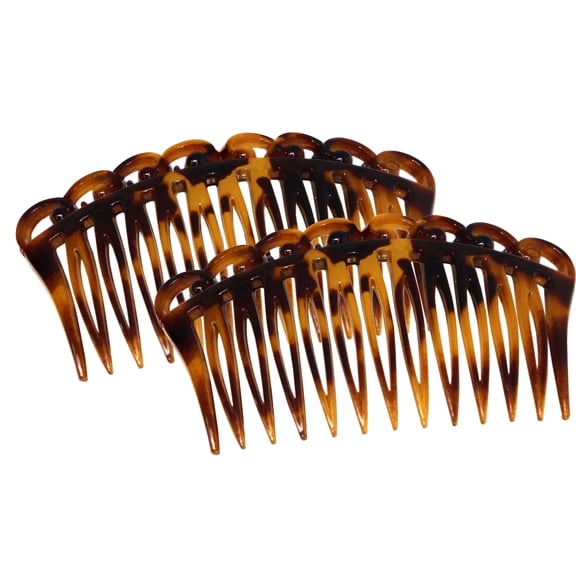 Parcelona French Swirl Savana Small Celluloid Set of 2 Side Hair Combs for Women