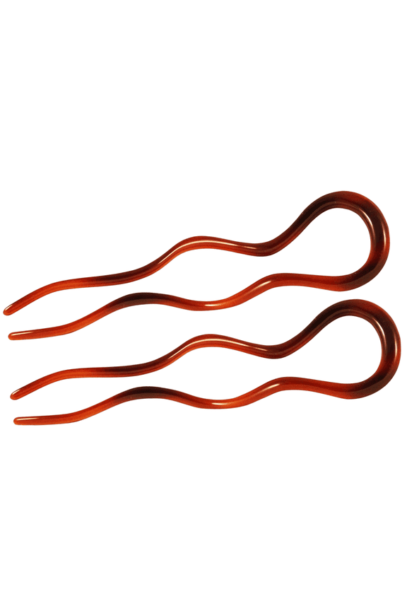 Parcelona French Tortoise Shell 4 Inch Large 2 Pins Wavy Crink U Shaped Hair Pin