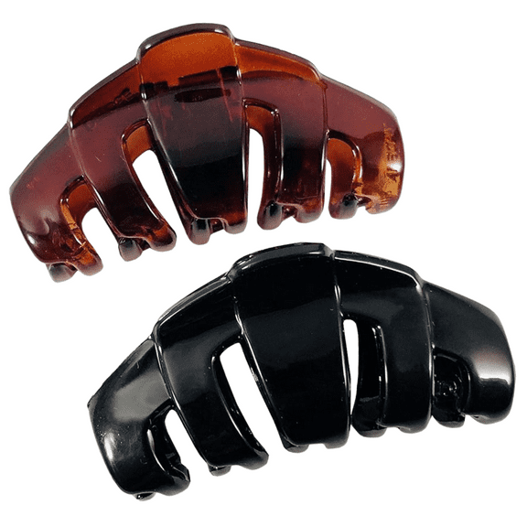 Parcelona French Tubular Small Tortoise Shell Black Jaw Hair Claw Clips