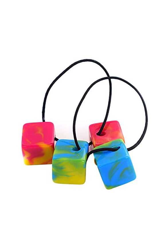Parcelona French Twin Cube Small Celluloid Acetate Elastic Hair Ties (2 Pcs)