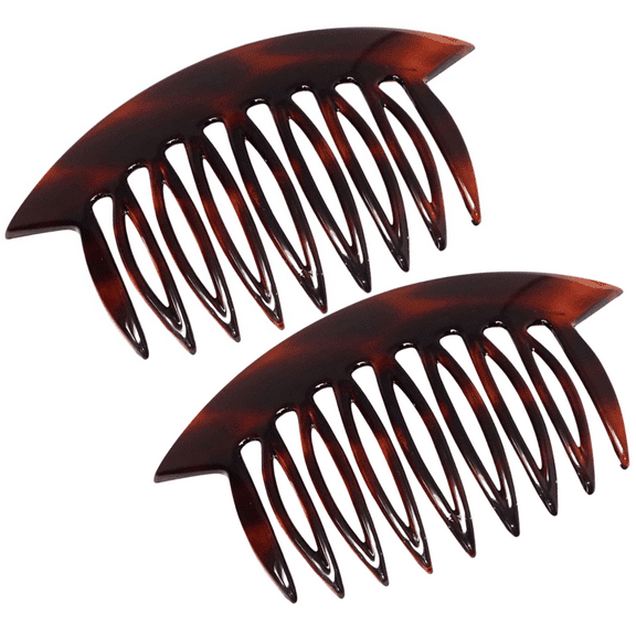 Parcelona French Wide Edge Shell Large 4" Celluloid Set of 2 Side Hair Combs