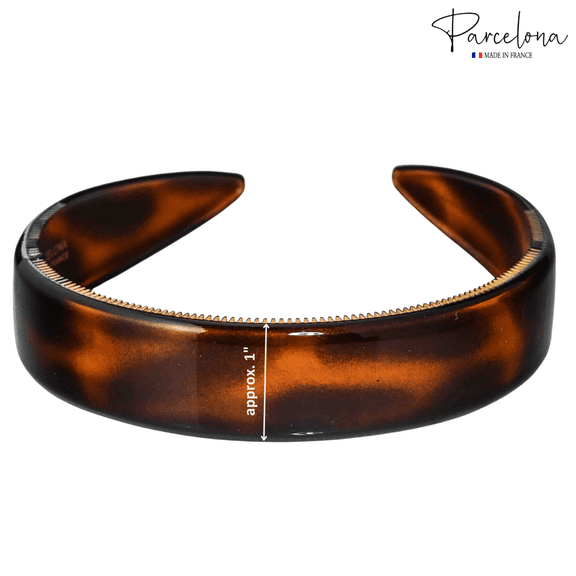 Parcelona Headband – Cellulose Acetate with Non-Slip Teeth for All Hair Types (TortoiseShell)