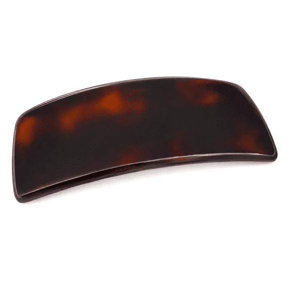 Parcelona Large Flat Rectangle 4.25" Tortoise Shell Hair Barrette Clip Women