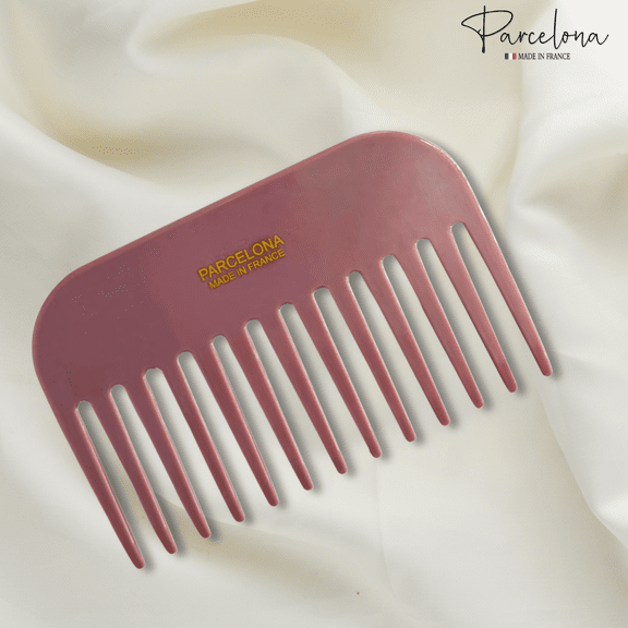 Parcelona Wide Tooth Comb Tropical Toucan Floral Print Comb for Thick Curly Hair (AshPink)