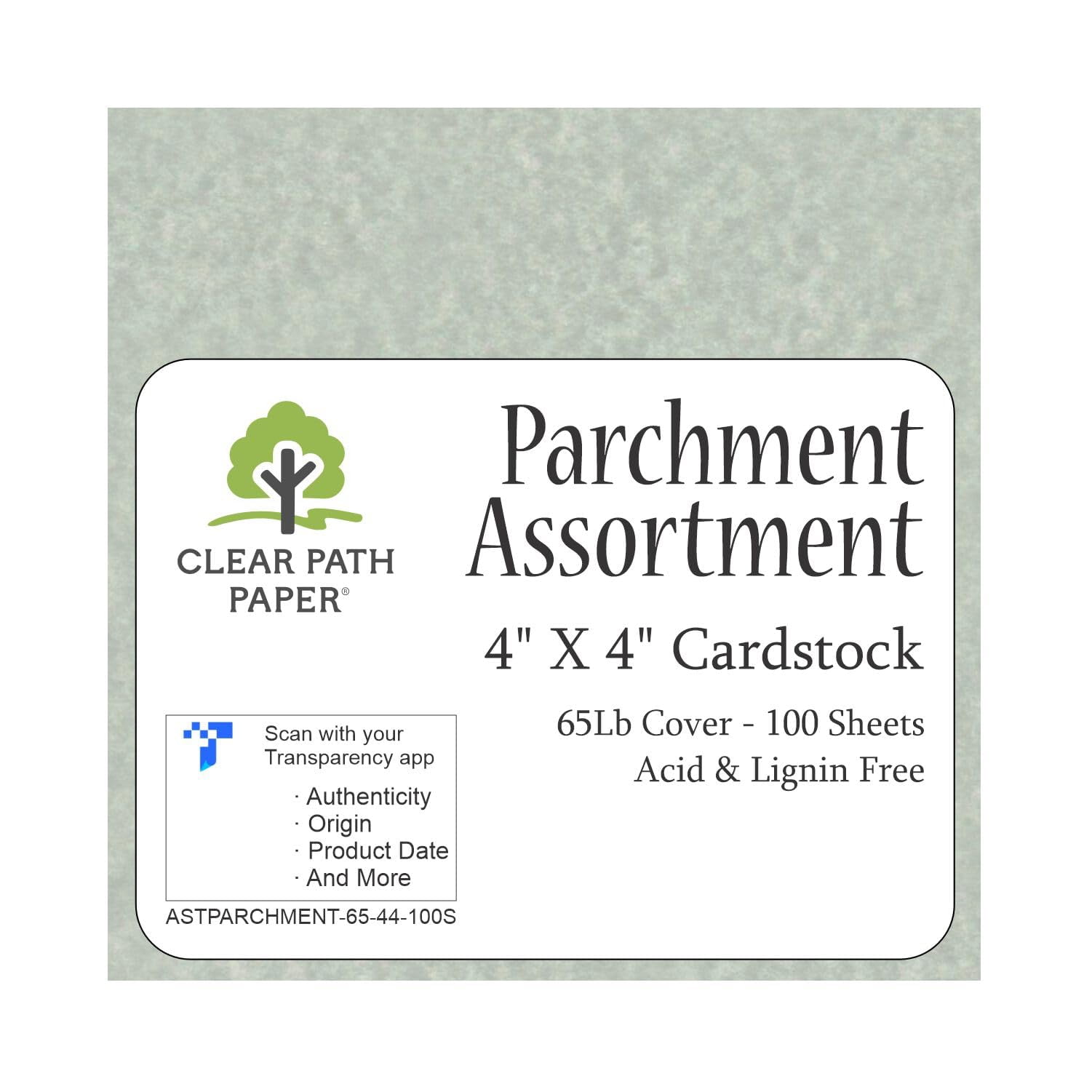 Parchment Assortment Pack - 4 x 4 inch - 65Lb Cover - 100 Sheets Total ...