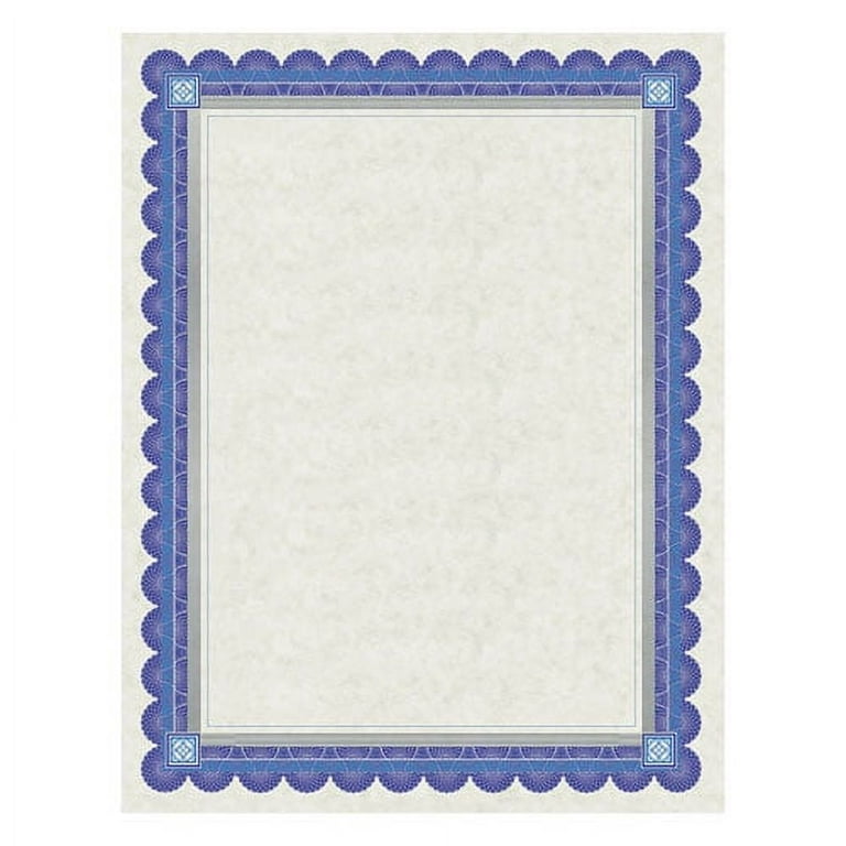 Parchment Certificates, Academic, 8.5 x 11, Ivory with Blue/Silver Foil Border, 15/Pack Parchment Certificates, Academic, 8.5 x 11, Ivory with Blue/Silver Foil Border, 15/Pack