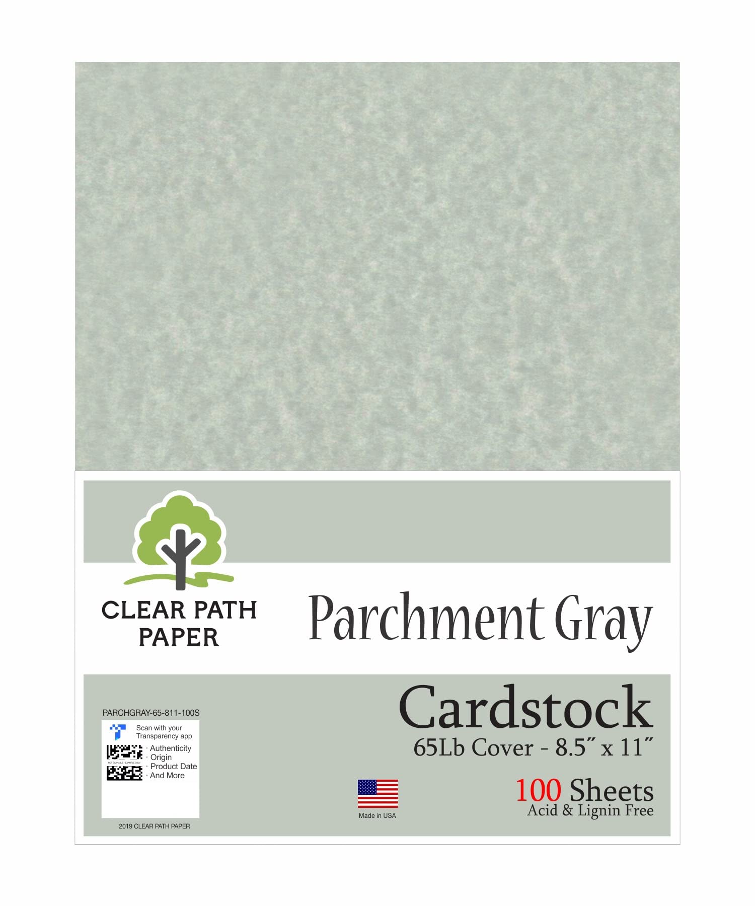 Parchment Gray Cardstock DHF10 8.5 x 11 inch 65Lb Cover 100