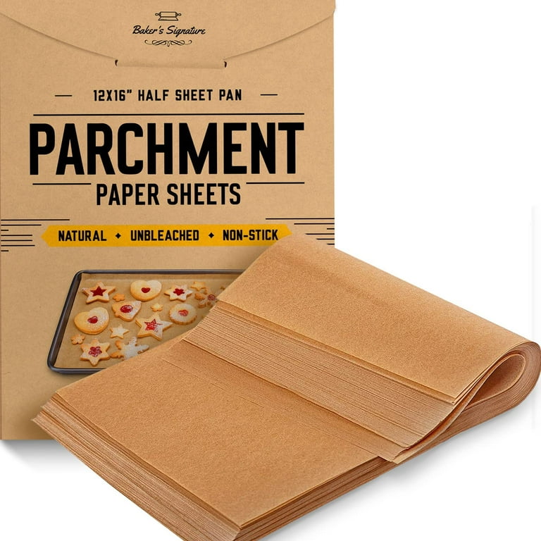  Parchment Paper Baking Sheets by Baker's Signature  Precut  Non-Stick & Unbleached - Will Not Curl or Burn - Non-Toxic & Comes in  Convenient Packaging - 12x16 Inch Pack of 120