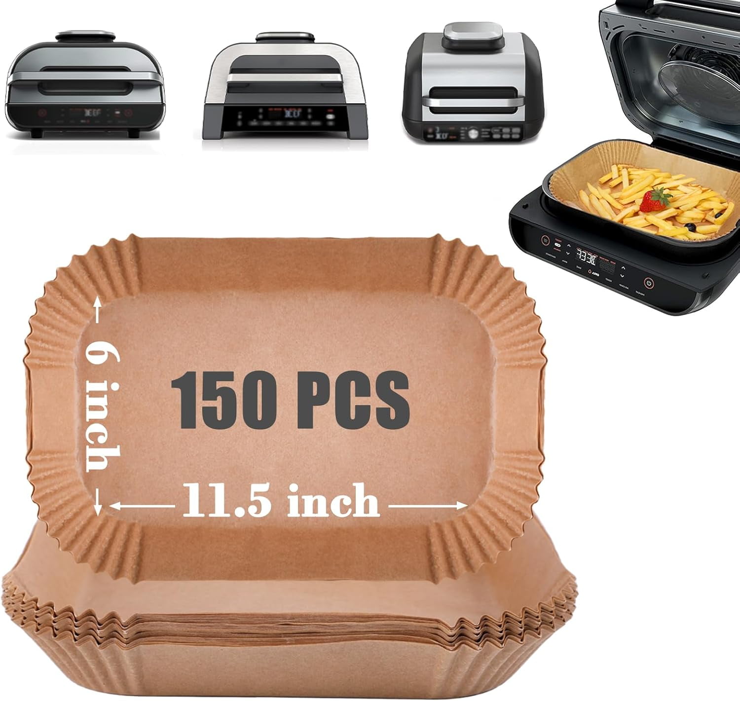 Parchment Paper Liners 150 Pcs for Ninja Foodi Smart XL, Air Fryer Liners Disposable Rectangle Accessories Fit Ninja Grill FG551/DG551/IG651