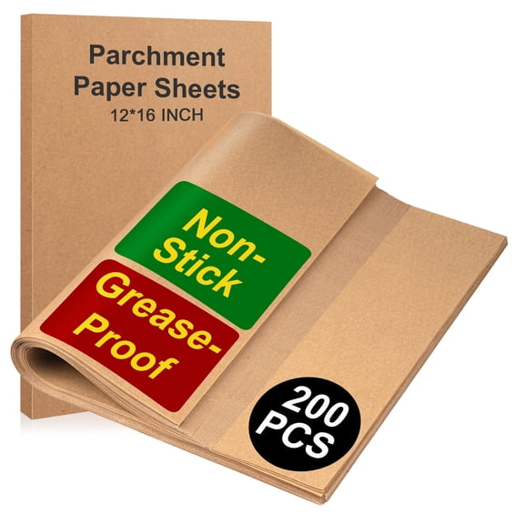 200 Pcs Parchment Paper Sheets by MOJINO, 12x16 Inches Baking paper, Precut Non-Stick Unbleached Parchment Paper for Baking Grilling, Air Fryer
