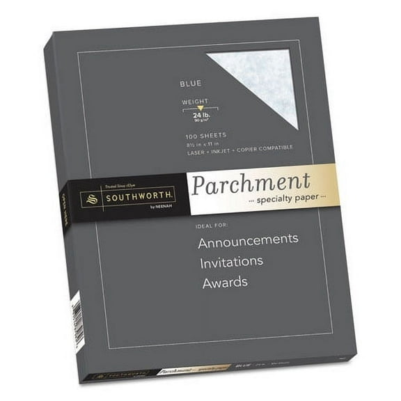 Parchment Specialty Paper, 24 Lb, 8.5 X 11, Blue, 100/pack | Bundle of 5 Packs