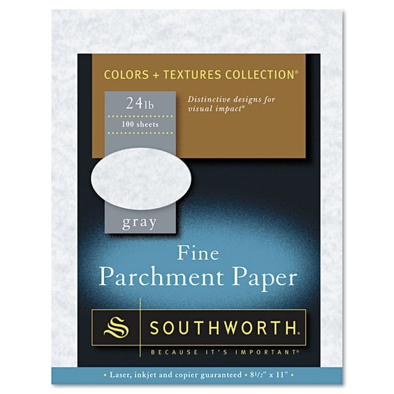 Parchment Specialty Paper, 24 Lb, 8.5 X 11, Gray, 100/pack | Bundle of 5 Packs
