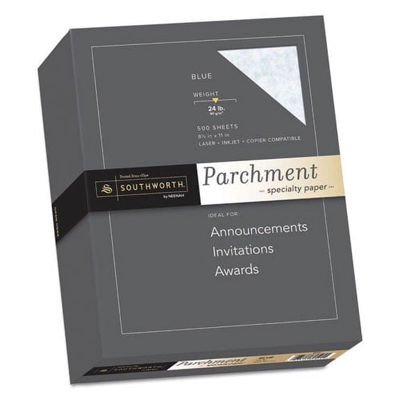 "Parchment Specialty Paper, 24 lb, 8.5 x 11, Blue, 500/Ream | Bundle of 2 Boxes"