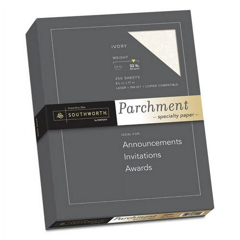 Parchment Specialty Paper, 32 lb Bond Weight, 8.5 x 11, Ivory, 250/Pack