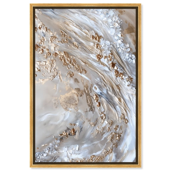 Parchment Tide Canvas Elegant Gold Abstract by Art Remedy, Gold Frame, 10" x 15"