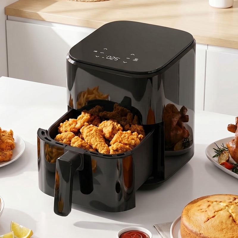 Parcus 3QT Digital Air Fryer – 400℉ max, auto shut-off, nonstick dishwasher-safe basket, bake & reheat -Black
