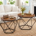 thumbnail image 1 of Parcus Set of 2 Round Nesting Tables, Modern Geometric Coffee Table with Hidden Storage, Movable Side End Tables for Living Room Organization & Style – Brown, 1 of 8