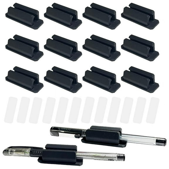 Pardick Adhesive Mount Silicone Pencil Holder, Black, 12 Count