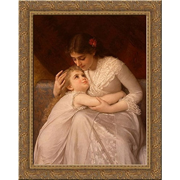 Pardon Mama 20x24 Gold Ornate Wood Framed Canvas Art by Munier, Emile
