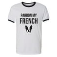 thumbnail image 1 of Pardon My French (Bulldog) Adult Short Sleeve Ringer T-shirt, 1 of 3