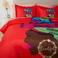 thumbnail image 1 of Pardon My Fro Adira Orange Duvet & Sham 3- Piece Full/Queen Bedding Set for Women, 1 of 5