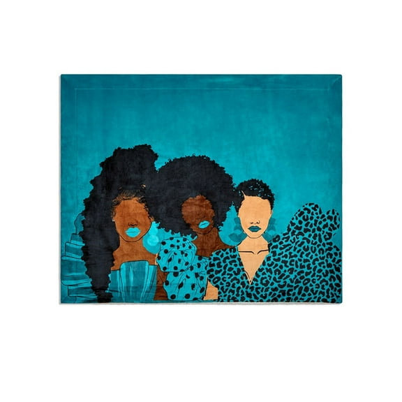 Pardon My Fro Genesis Teal Sherpa Fleece Throw Blanket for Women, 50" x 60", 1- Piece