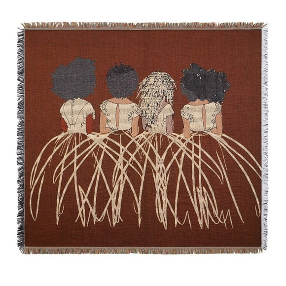 Pardon My Fro Royal Brown Woven Tapestry Throw Blanket for Women, Cotton Poly Blend, 55.6"x61.6"