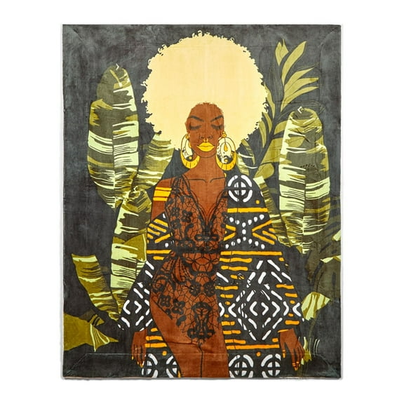 Pardon My Fro Ziggy Black Sherpa Fleece Throw Blanket for Women, 50" x 60", 1- Piece