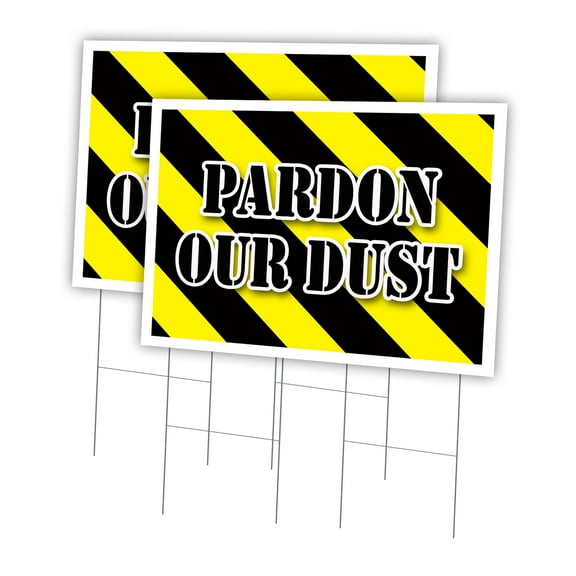 Pardon Our Dust 2 Pack Of 24" x 36" Yard Sign & Stake | Advertise Your Business | Stake Included Image On Front Only | Made in The USA