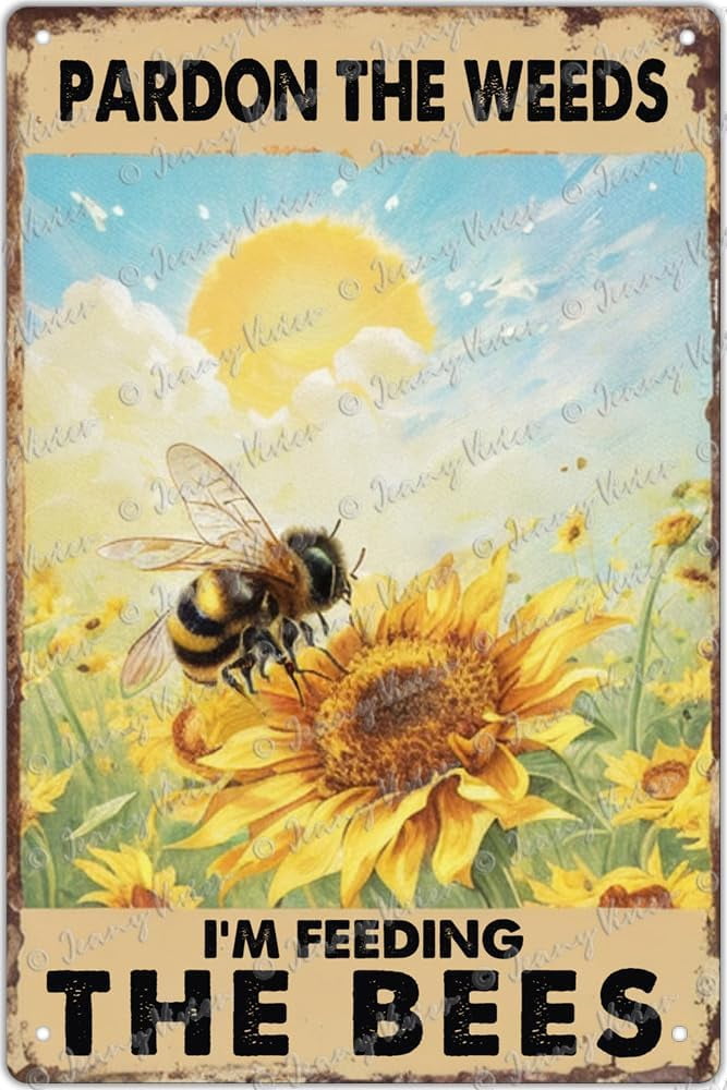 Plaque vintage en métal avec inscription « Girl Bee Honey Bee Upon A