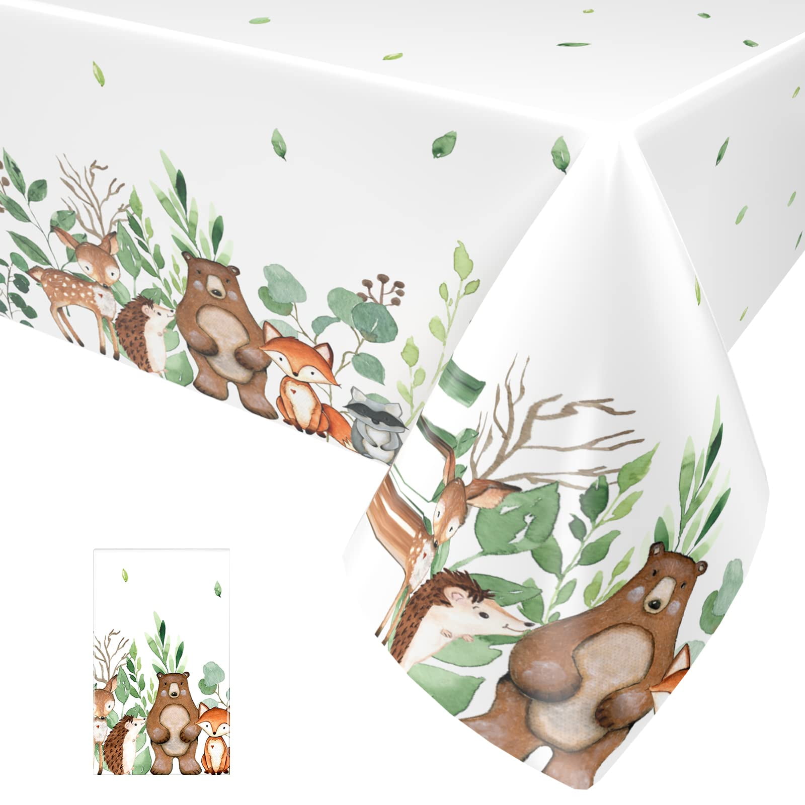 Paready 1 Pack Woodland Animals Tablecloths, Jungle Animals Theme