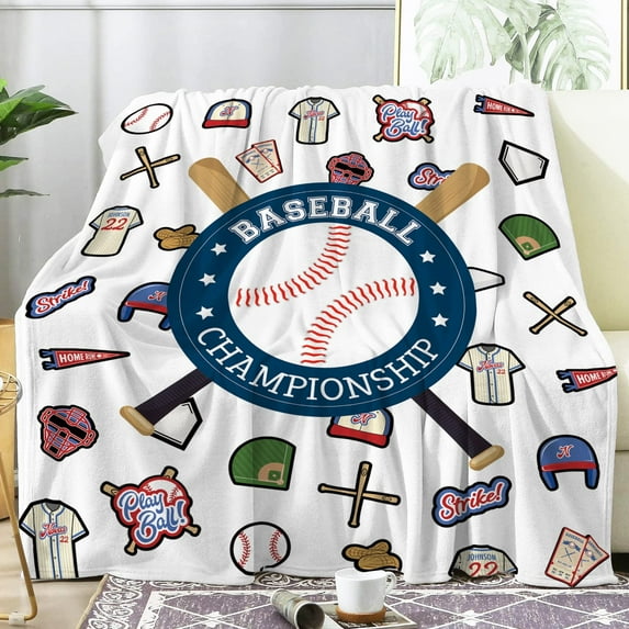 Paready Baseball Blanket Soft Flannel Baseball Gifts for Kids Adults Sports Fans Cozy Sport Blanket for All Season Boys Men White Baseball Fleece Plush Throw Blanket for Bed Sofa Couch (30"x40")
